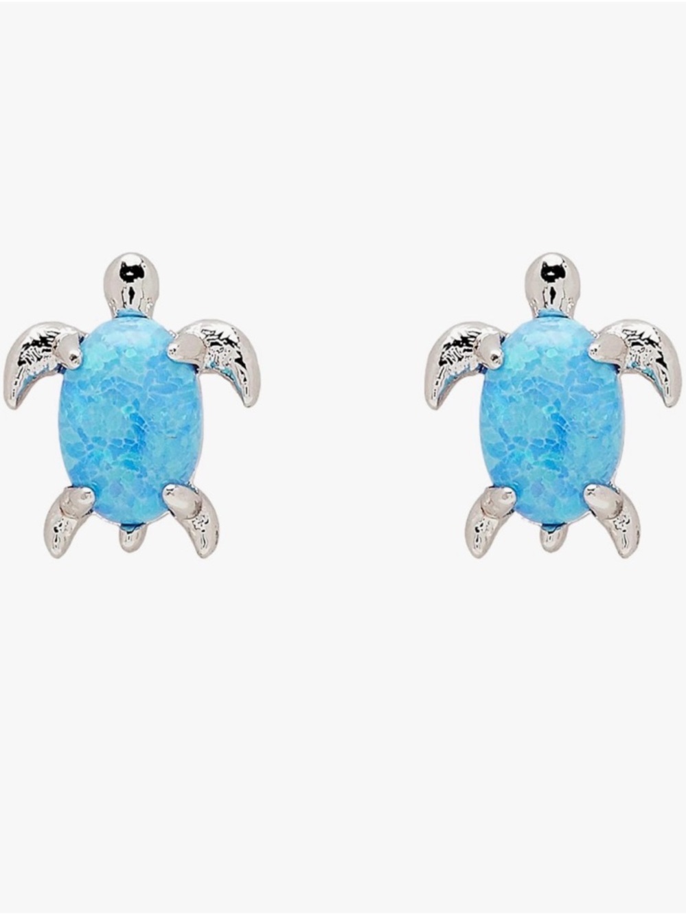 Pura Vida Blue Opal Turtle Stud Earrings